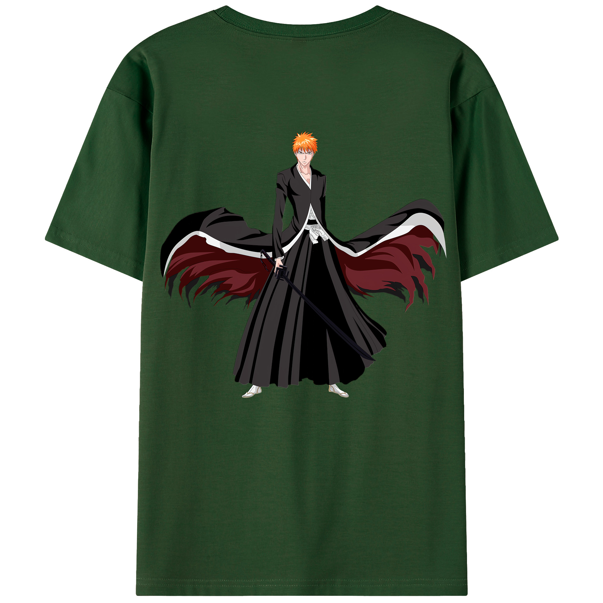 （画像用） ブリーチ 黒崎一護（くろさき いちご）BLEACH Kurosaki Ichigo 綿100％半袖Tシャツ（背面プリント）